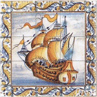 Fliesen-Fresko mit Segelschiff