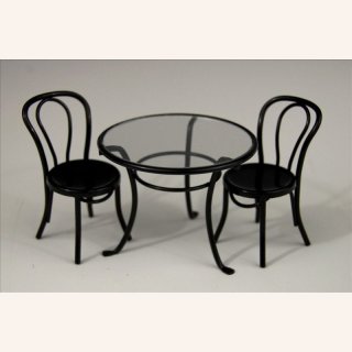 Tisch mit 4 Stühlen schwarz Metall