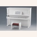Piano mit Hocker, weißes Holz