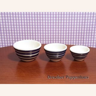 Set aus 3 gestreiften Keramikschüsseln