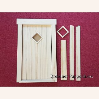 Holztür mit Fensterchen, unbehandelt