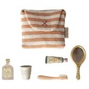 Zahnbürsten-Set Tasche rot gestreift