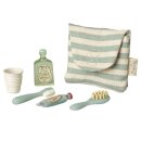 Zahnbürsten-Set Tasche blau gestreift