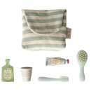 Zahnbürsten-Set Tasche blau gestreift